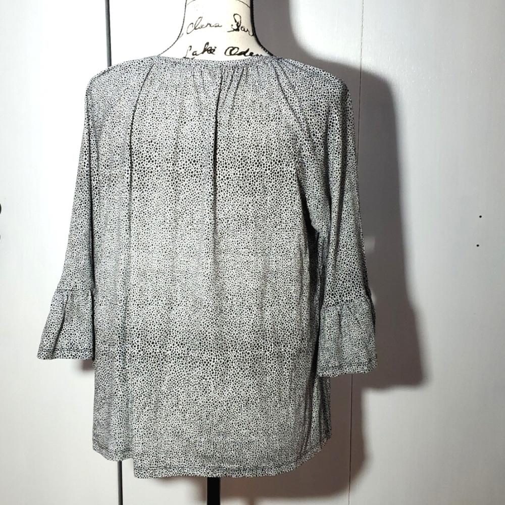 Michael Kors |Top Black/Gray Flecked Pattern Relaxed Career Dressy Office   Sz.L - Picture 3 of 6
